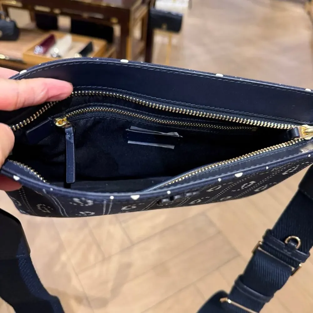 Tory Burch Blake Printed Swingpack 182388 Medium Navy $400